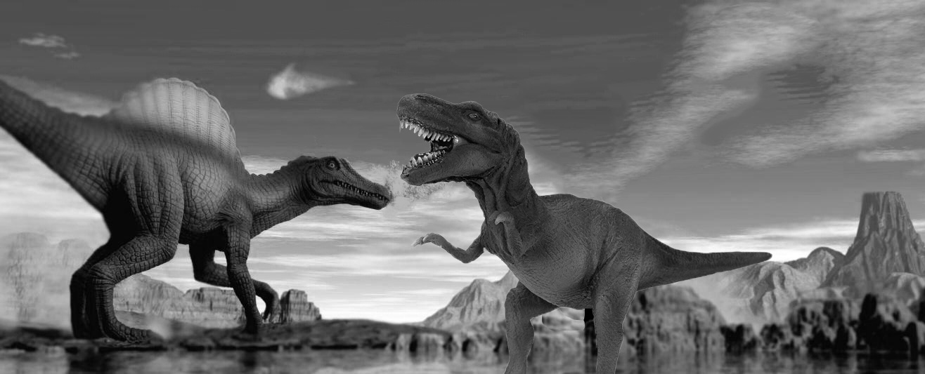 An imaginary encounter between these dinosaurs. 