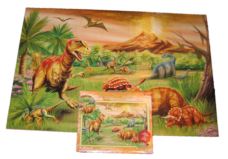 Prehistoric scene as a dinosaur themed jigsaw.