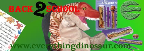 Dinosaur themed school supplies.