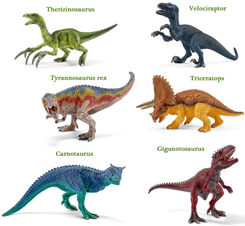 A new range of colourful dinosaur models.