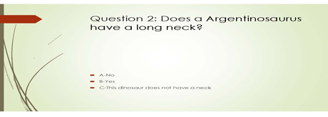Dinosaur themed quiz questions.