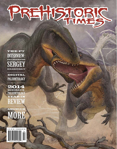 A pair of battling Tyrannotitans are featured on the front cover.