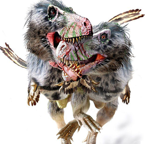 The skull and mandible of the dinosaur shows facial injuries.