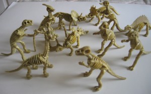 A set of assorted prehistoric animal and dinosaur skeletons.