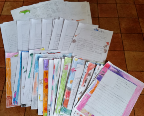Letters and drawings sent in by children at Great Wood Primary.