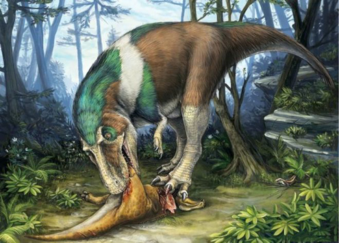 Gorgosaurus feeding - thanks to its specialised teeth.