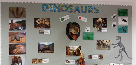 Lots of dinosaur and prehistoric animal information on hand to help inspire the children.