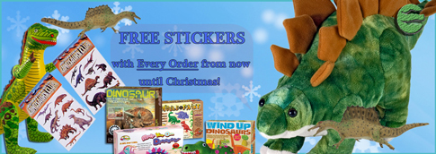 A set of free dinosaur stickers included with every order from now until Christmas 2015.