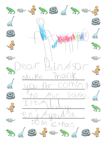 A thank you letter from Ethan.  Well done!