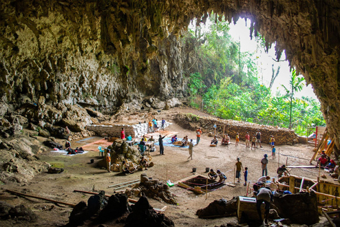A view of the Liang Bua cave showing the various excavations.