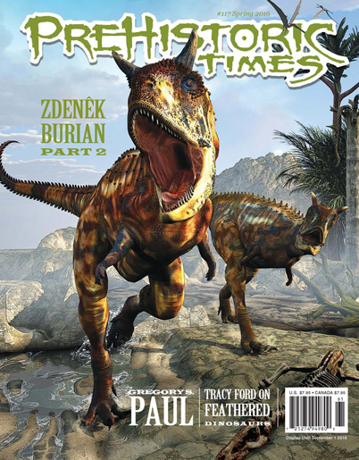 The front cover of the next edition of "Prehistoric Times" magazine.
