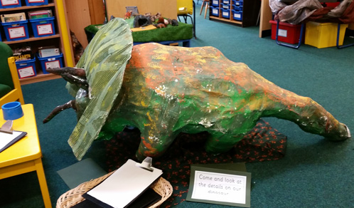 A big dinosaur model made by Year 1 children.