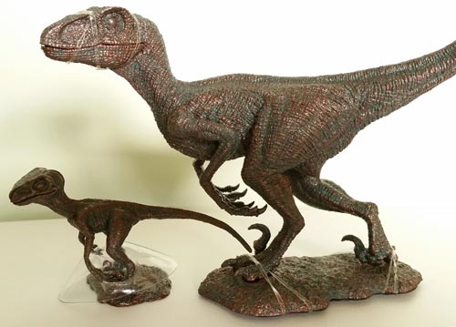 The bronze effect Velociraptor replicas from Rebor.