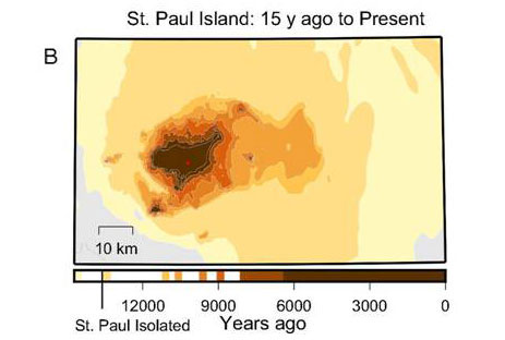 St. Paul Island 15,000 years ago to the present day.