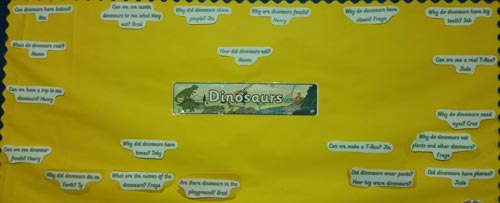 Questions about dinosaurs from Reception.
