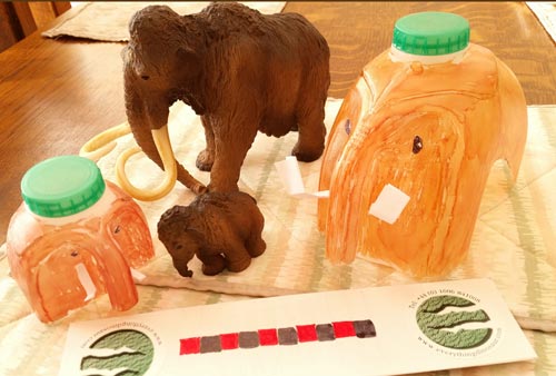 Making a Woolly Mammoth out of a plastic milk carton.