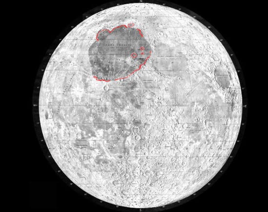 The Imbrium basin on the moon.