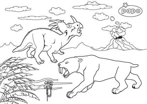 Prehistoric animal scene to colour in from Papo of France.
