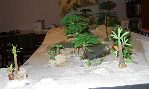 Dinosaur nests including in the model landscape