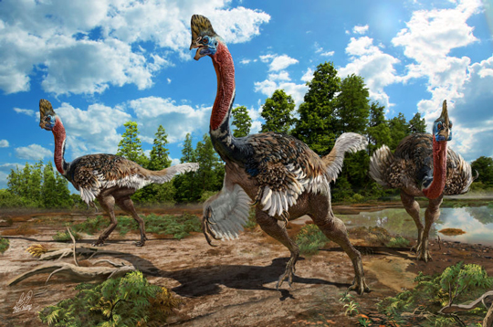 A flock of crested Corythoraptors.