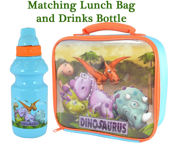 Dinosaur themed lunch bag and matching drinks bottle.