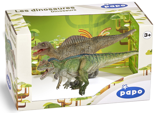Papo juvenile Spinosaurus and the Papo Ceratosaurus special edition gift box.