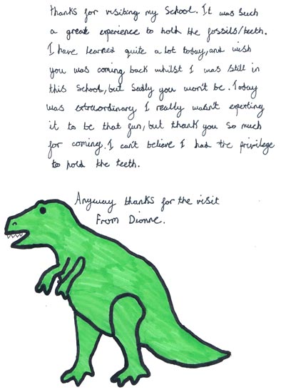 Dinosaur letter and drawing.