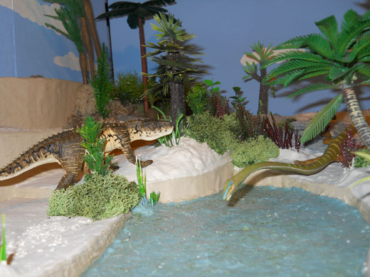 Tanystropheus and Postosuchus at the waterhole.