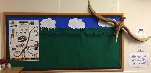 A Key Stage 1 term topic display board - Dinosaurs!