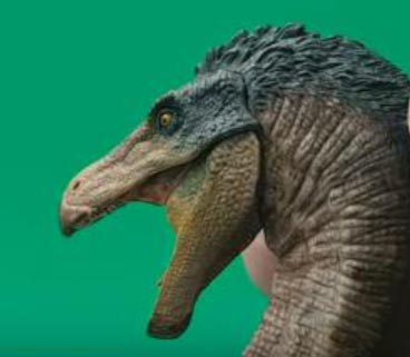 The head of the Papo Therizinosaurus dinosaur model.