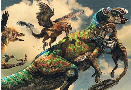 Jinzhousaurus being attacked (illustration by Zhao Chuang).