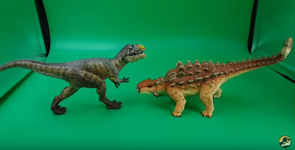 Rebor War Pig Ankylosaurus (plain) compared to the Rebor Y-rex figure.