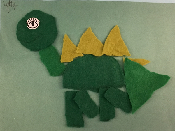 Exploring shapes to make a felt dinosaur
