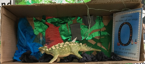 A dinosaur on display in a Reception classroom.