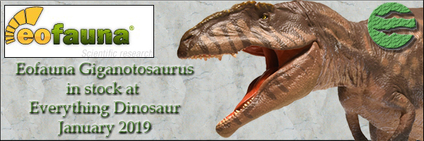 Eofauna Giganotosaurus dinosaur replica.