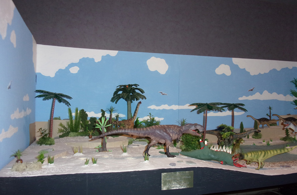 South American dinosaurs diorama.