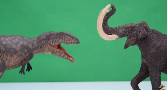 The Eofauna Giganotosaurus and the Eofauna Steppe Mammoth.