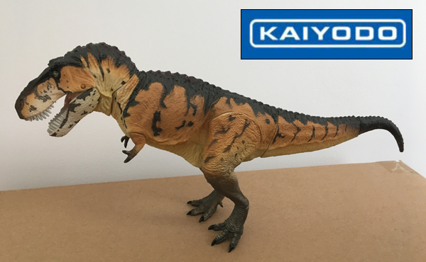 The Kaiyodo Sofubi Toy Box articulated T. rex model.