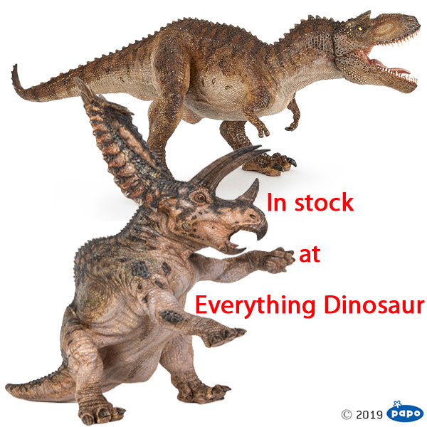 Available from Everything Dinosaur the Papo Pentaceratops dinosaur model and the Papo Gorgorsaurus.