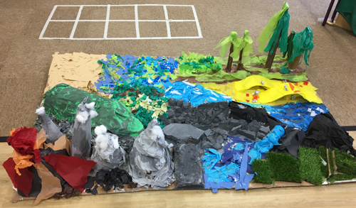 Reception class children build their own "prehistoric park".
