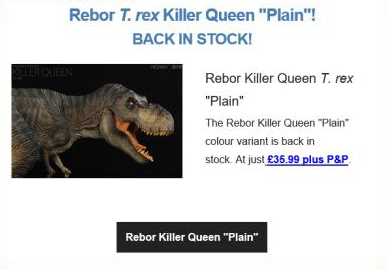 Rebor Killer Queen - plain colour variant T. rex replica is in stock at Everything Dinosaur