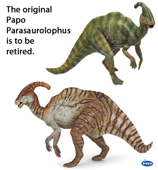 Papo Parasaurolophus models old and new.