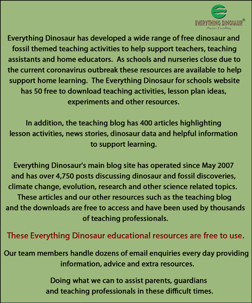 Everything Dinosaur supporting schools and home educators.