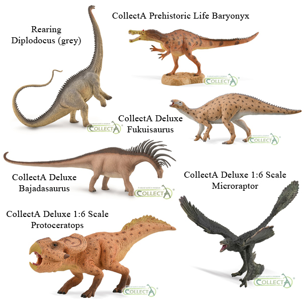 The six new CollectA dinosaur models.