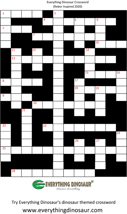 Rebor inspired crossword designed by Everything Dinosaur.