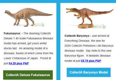 CollectA Deluxe Fukiusaurus and CollectA Prehistoric Life Baryonyx.