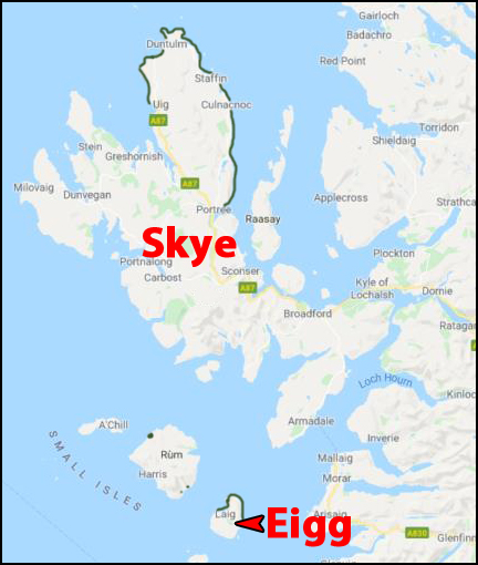 Mesozoic strata on the Isle of Skye and the Isle of Eigg.