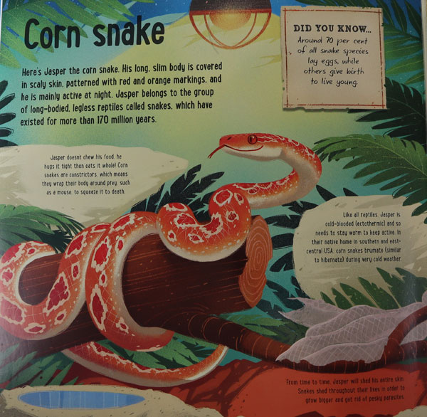 Jasper the corn snake features in the book "Prehistoric Pets"
