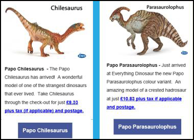 Papo dinosaurs feature in an Everything Dinosaur newsletter.