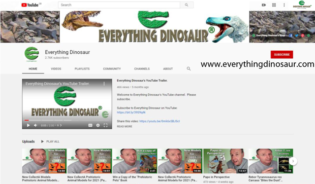 Everything Dinosaur on YouTube.